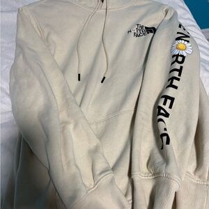 The North Face Beige Hoodie with Floral Detail